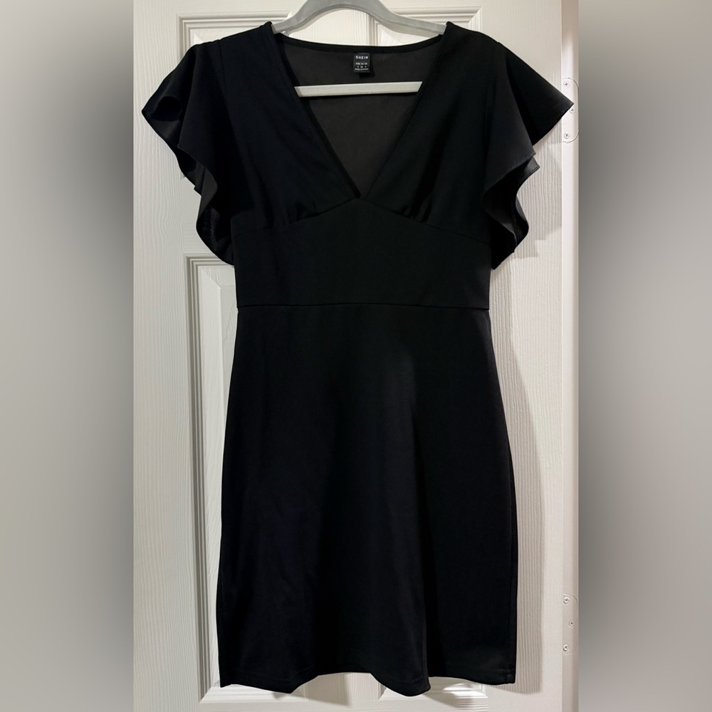 Classic Black V-Neck Women's Dress